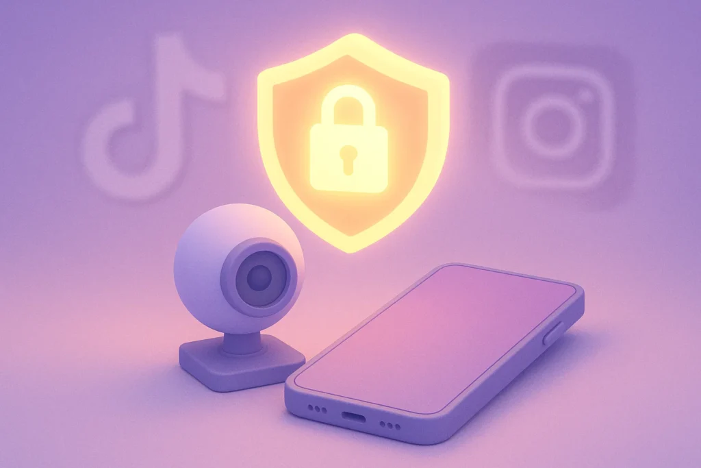 Safety and policy in live streaming with shield and lock over streaming devices.