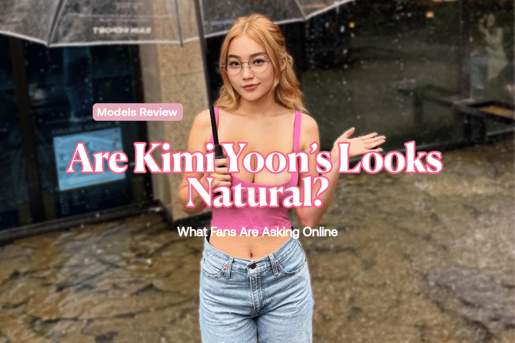 Kimi Yoon holding an umbrella in a pink top and jeans, featured image for article Are Kimi Yoon’s Looks Natural? What Fans Are Asking Online.
