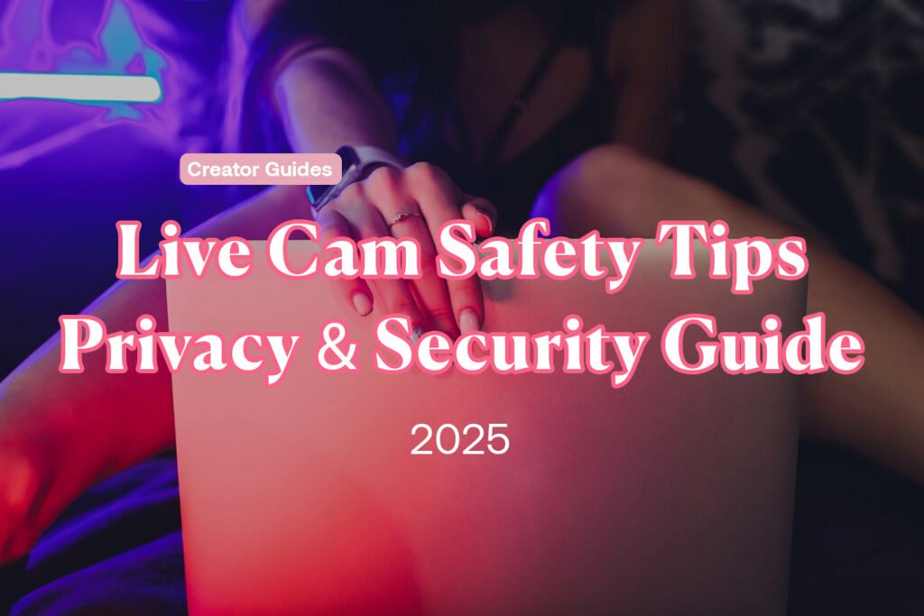 Webcam and microphone with shield and lock symbolizing live cam safety tips.