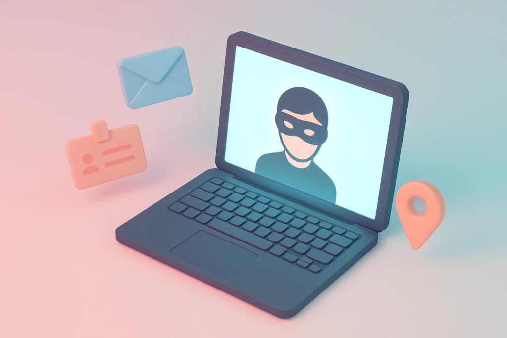 Stage name and hidden location concept representing privacy protection for live cam models.