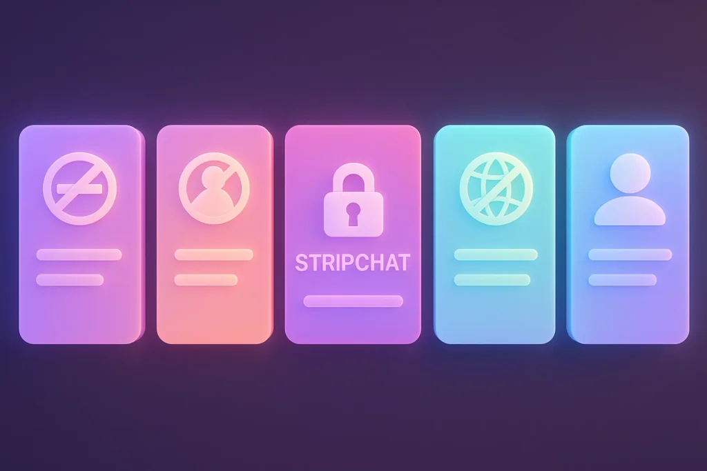 Platform safety tools including bans, country blocks, and Stripchat live cam features.