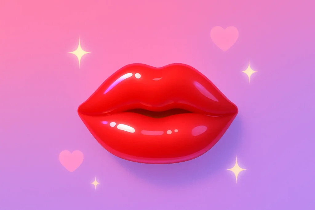 “Playful metaphorical composition on gradient background (Slaytease Pink → Lavender). A glossy red cherry with soft lips painted delicately on its surface, glowing under subtle pastel neon lighting. Soft reflections add realism while keeping the design fun and safe-for-work. Sparkles ✨ and heart 💕 icons float faintly in the background. Modern pastel glow aesthetic. Space left clean for text overlay at top and bottom. Ultra HD, 1080×1350.”