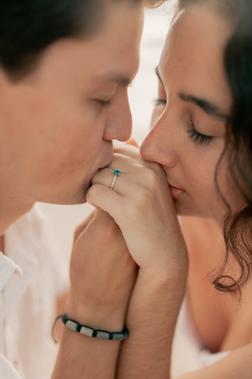 tender moment of couple sharing a kiss