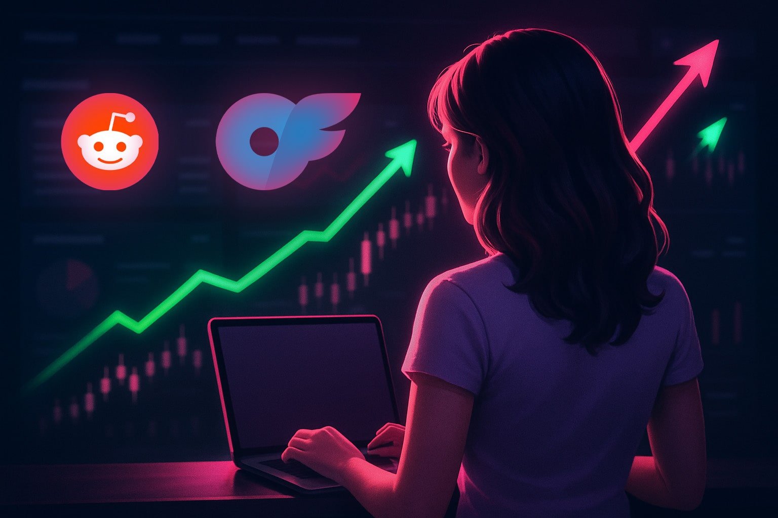 Creator learning how to promote OnlyFans on Reddit with subreddit list and posting schedule on screen