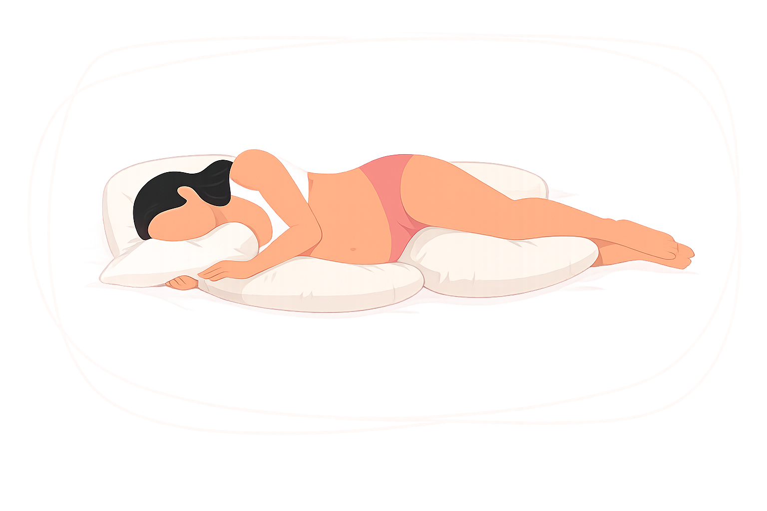 Side-lying position illustration for comfort during pregnancy