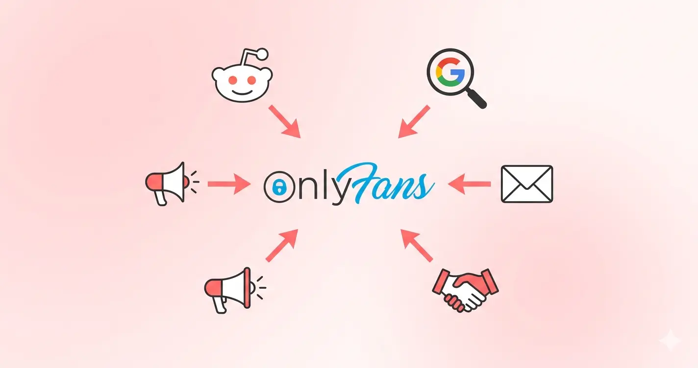 OnlyFans promotion without social media traffic sources diagram Reddit SEO email 2026